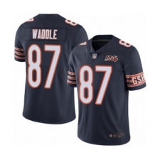 Men's Chicago Bears #87 Tom Waddle Navy Blue Team Color 100th Season Limited Football Jersey
