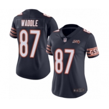 Women's Chicago Bears #87 Tom Waddle Navy Blue Team Color 100th Season Limited Football Jersey