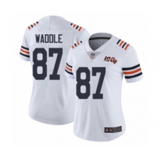 Women's Chicago Bears #87 Tom Waddle White 100th Season Limited Football Jersey
