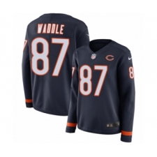 Women's Nike Chicago Bears #87 Tom Waddle Limited Navy Blue Therma Long Sleeve NFL Jersey