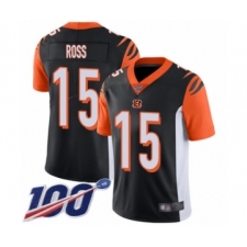 Men's Cincinnati Bengals #15 John Ross Black Team Color Vapor Untouchable Limited Player 100th Season Football Jersey