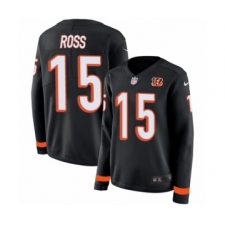 Women's Nike Cincinnati Bengals #15 John Ross Limited Black Therma Long Sleeve NFL Jersey