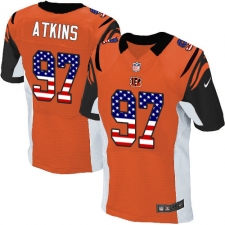 Men's Nike Cincinnati Bengals #97 Geno Atkins Elite Orange Alternate USA Flag Fashion NFL Jersey