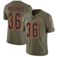 Youth Nike Cincinnati Bengals #36 Shawn Williams Limited Olive 2017 Salute to Service NFL Jersey