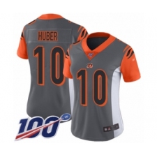 Women's Cincinnati Bengals #10 Kevin Huber Limited Silver Inverted Legend 100th Season Football Jersey