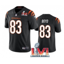 Men's Cincinnati Bengals #83 Tyler Boyd Black 2022 Super Bowl LVI Vapor Limited Stitched Jersey