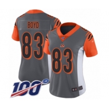 Women's Cincinnati Bengals #83 Tyler Boyd Limited Silver Inverted Legend 100th Season Football Jersey