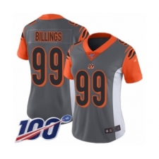 Women's Cincinnati Bengals #99 Andrew Billings Limited Silver Inverted Legend 100th Season Football Jersey