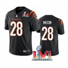 Men's Cincinnati Bengals #28 Joe Mixon Black 2022 Super Bowl LVI Vapor Limited Stitched Jersey