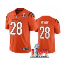 Men's Cincinnati Bengals #28 Joe Mixon Orange 2022 Super Bowl LVI Vapor Limited Stitched Jersey