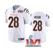 Men's Cincinnati Bengals #28 Joe Mixon White 2022 Super Bowl LVI Vapor Limited Stitched Jersey