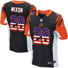 Men's Nike Cincinnati Bengals #28 Joe Mixon Elite Black Home USA Flag Fashion NFL Jersey