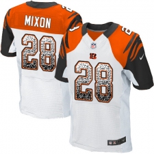 Men's Nike Cincinnati Bengals #28 Joe Mixon Elite White Road Drift Fashion NFL Jersey