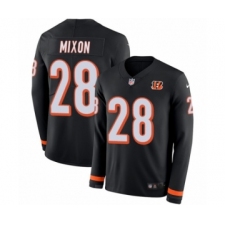 Men's Nike Cincinnati Bengals #28 Joe Mixon Limited Black Therma Long Sleeve NFL Jersey