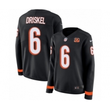 Women's Nike Cincinnati Bengals #6 Jeff Driskel Limited Black Therma Long Sleeve NFL Jersey