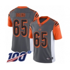 Youth Cincinnati Bengals #65 Clint Boling Limited Silver Inverted Legend 100th Season Football Jersey