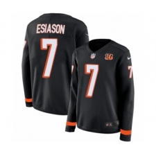 Women's Nike Cincinnati Bengals #7 Boomer Esiason Limited Black Therma Long Sleeve NFL Jersey