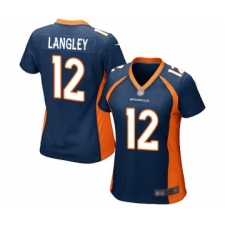 Women's Denver Broncos #12 Brendan Langley Game Navy Blue Alternate Football Jersey