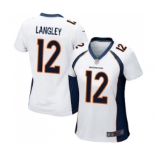 Women's Denver Broncos #12 Brendan Langley Game White Football Jersey