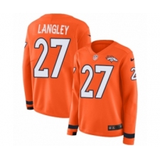 Women's Nike Denver Broncos #27 Brendan Langley Limited Orange Therma Long Sleeve NFL Jersey