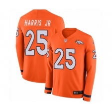 Men's Nike Denver Broncos #25 Chris Harris Jr Limited Orange Therma Long Sleeve NFL Jersey