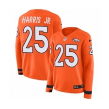 Women's Nike Denver Broncos #25 Chris Harris Jr Limited Orange Therma Long Sleeve NFL Jersey