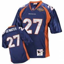 Mitchell And Ness Denver Broncos #27 Steve Atwater Navy Blue Super Bowl Patch Authentic Throwback NFL Jersey