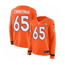 Women's Nike Denver Broncos #65 Gary Zimmerman Limited Orange Therma Long Sleeve NFL Jersey