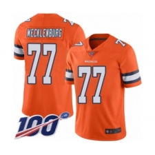 Men's Denver Broncos #77 Karl Mecklenburg Limited Orange Rush Vapor Untouchable 100th Season Football Jersey