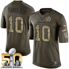 Youth Nike Denver Broncos #10 Emmanuel Sanders Elite Green Salute to Service Super Bowl 50 Bound NFL Jersey