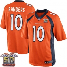 Youth Nike Denver Broncos #10 Emmanuel Sanders Elite Orange Team Color Super Bowl 50 Champions NFL Jersey