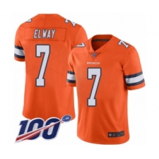 Men's Denver Broncos #7 John Elway Limited Orange Rush Vapor Untouchable 100th Season Football Jersey