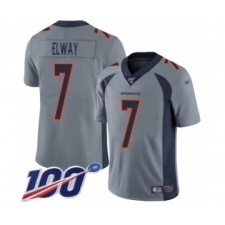 Men's Denver Broncos #7 John Elway Limited Silver Inverted Legend 100th Season Football Jersey