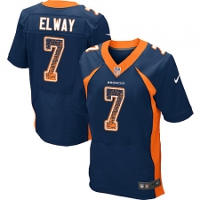 Men's Nike Denver Broncos #7 John Elway Elite Navy Blue Alternate Drift Fashion NFL Jersey