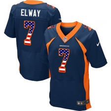 Men's Nike Denver Broncos #7 John Elway Elite Navy Blue Alternate USA Flag Fashion NFL Jersey
