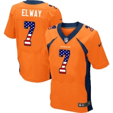 Men's Nike Denver Broncos #7 John Elway Elite Orange Home USA Flag Fashion NFL Jersey