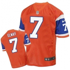 Men's Nike Denver Broncos #7 John Elway Elite Orange Throwback NFL Jersey