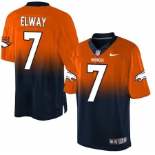Men's Nike Denver Broncos #7 John Elway Elite Orange/Navy Fadeaway NFL Jersey