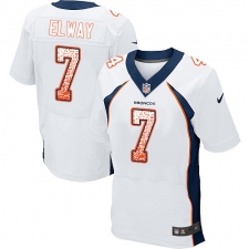 Men's Nike Denver Broncos #7 John Elway Elite White Road Drift Fashion NFL Jersey