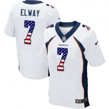 Men's Nike Denver Broncos #7 John Elway Elite White Road USA Flag Fashion NFL Jersey