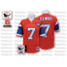 Mitchell And Ness Denver Broncos #7 John Elway Orange With 75TH Patch Authentic Throwback NFL Jersey