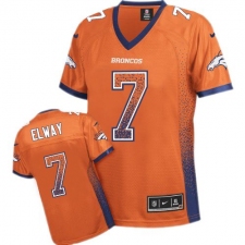 Women's Nike Denver Broncos #7 John Elway Elite Orange Drift Fashion NFL Jersey