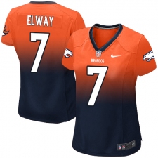 Women's Nike Denver Broncos #7 John Elway Elite Orange/Navy Fadeaway NFL Jersey