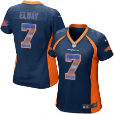 Women's Nike Denver Broncos #7 John Elway Limited Navy Blue Strobe NFL Jersey