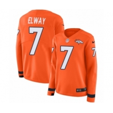 Women's Nike Denver Broncos #7 John Elway Limited Orange Therma Long Sleeve NFL Jersey