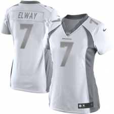 Women's Nike Denver Broncos #7 John Elway Limited White Platinum NFL Jersey