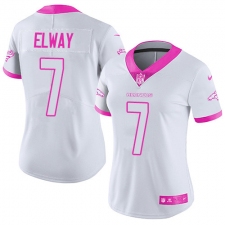 Women's Nike Denver Broncos #7 John Elway Limited White/Pink Rush Fashion NFL Jersey