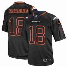 Men's Nike Denver Broncos #18 Peyton Manning Elite Lights Out Black NFL Jersey