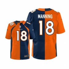 Men's Nike Denver Broncos #18 Peyton Manning Elite Orange/Navy Split Fashion NFL Jersey