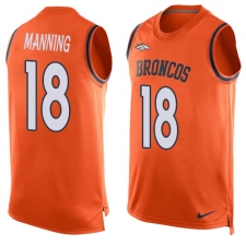 Men's Nike Denver Broncos #18 Peyton Manning Limited Orange Player Name & Number Tank Top NFL Jersey